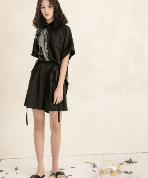 Half Graphic Short Sleeve Shirt Set