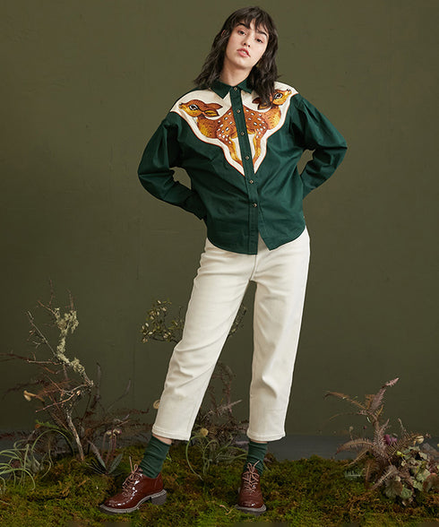 Deer Embroidery Blouse