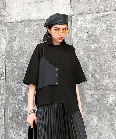 Half Sleeve Asymmetric Top