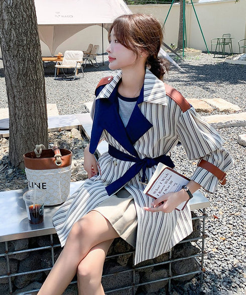 Stripe Short Trench Coat
