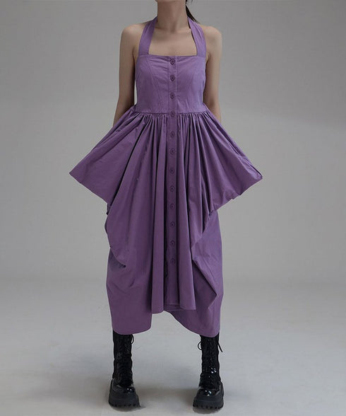 Design Pocket Halter-neck Dress