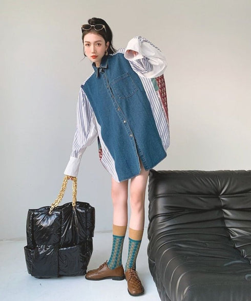 Striped Patchwork Blouse