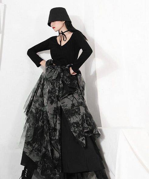 Shadow Botanical Mesh Skirt