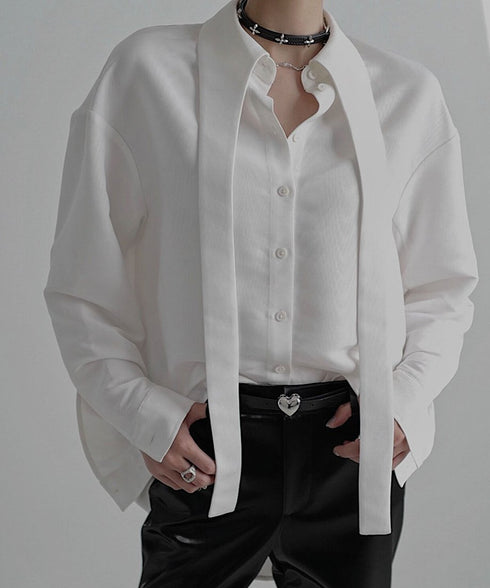Scarf Collar White Blouse