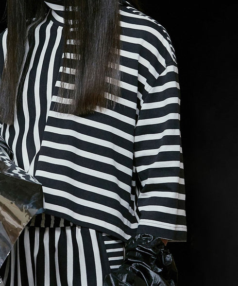 Striped Turtle-neck Top