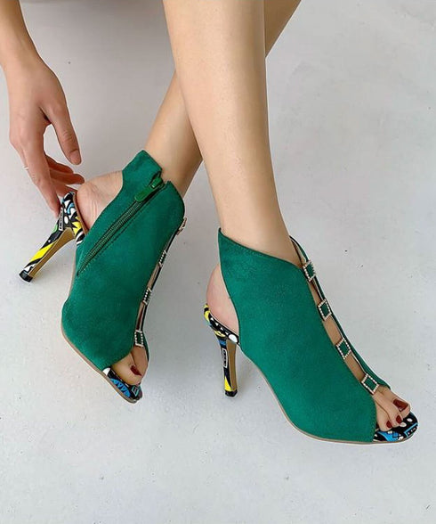 Square Stone High Heels