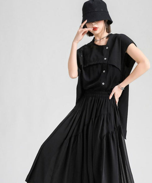 Misaligned Button Blouse