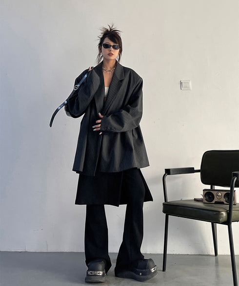 Stripe Buttonless Jacket