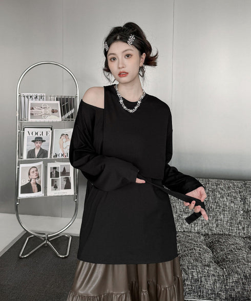 Faux Layered Cutout Top