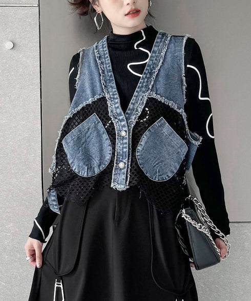 Mesh Denim Vest