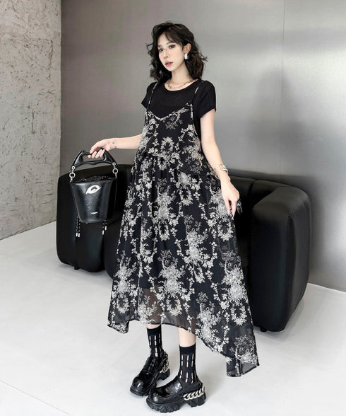 Faux Layered Floral Dress