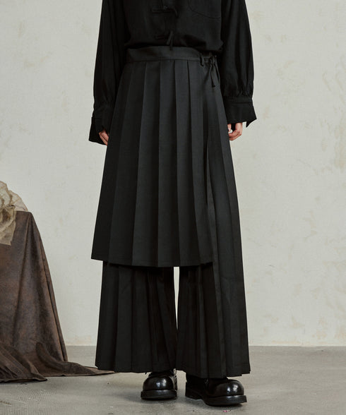 Pleated Wide Pants & Wrap Apron Co-ord