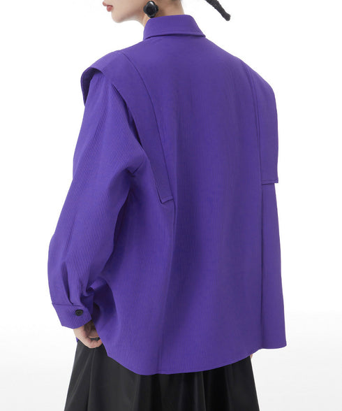 Wing Shoulder Corduroy Blouse