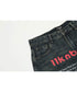 English Letter Print Denim Pants