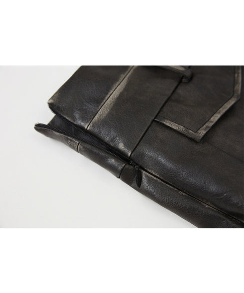 Box Pleat Faux Leather Skirt