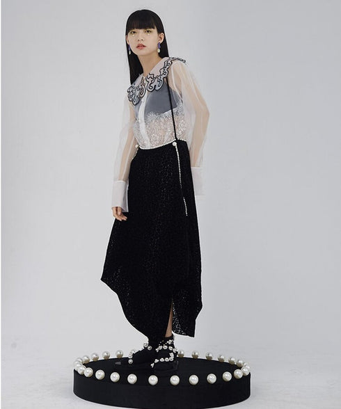 Sheer Lace Collar Blouse