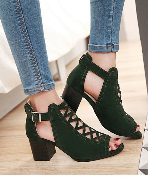 Cross Lace Open Toe Sandals