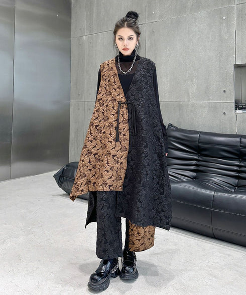 Ripple-fabric Vest&Pants Co-ord