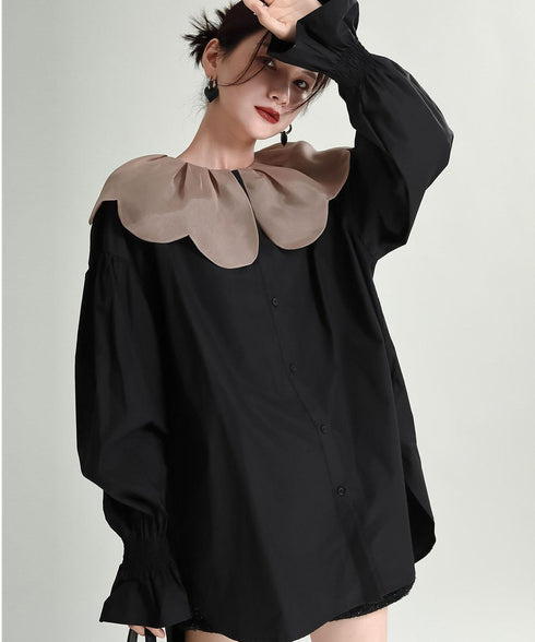 Tulip Collar Volume Sleeve Blouse