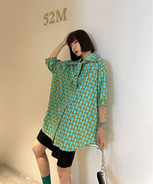 Retro Flower Print Blouse