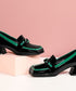 Gloss Chain Accent Loafers
