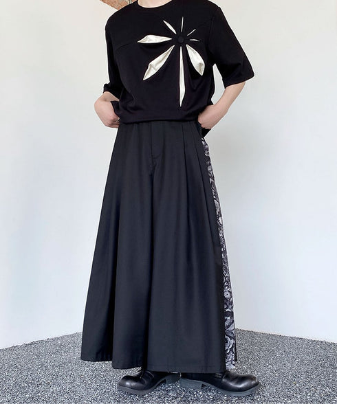 Side Panel Pleated Wide Pants