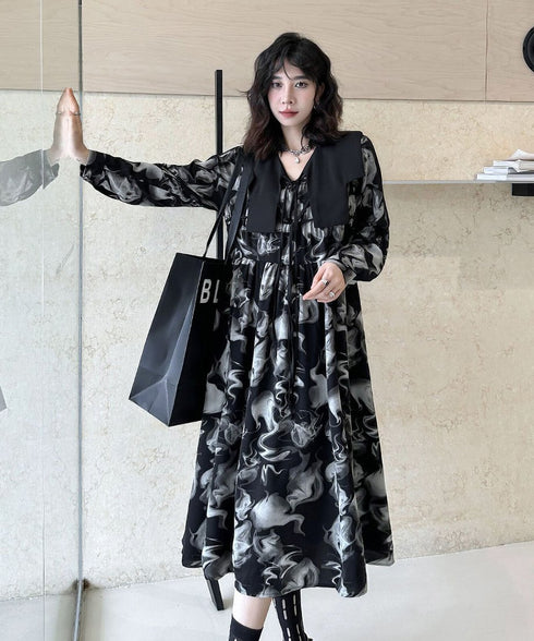 Smoke Marble Flare Dress