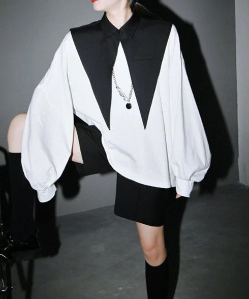 False Collar & Peasant Sleeve Top Co-ord