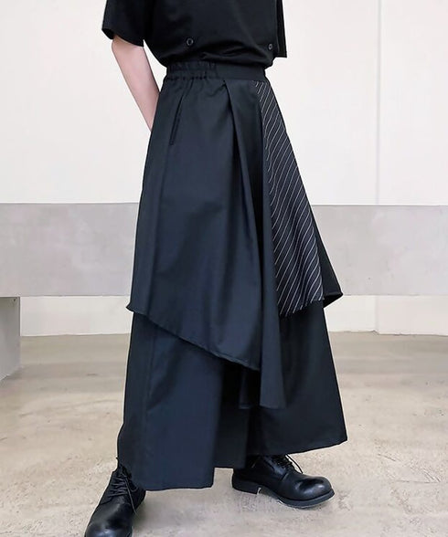 Layered Pleated Wide Pants