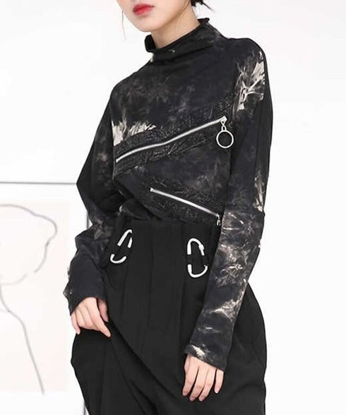 Zip Accent Marble Dye Top