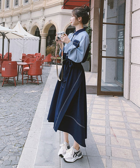 Two-Tone Pocket Shirt Dress