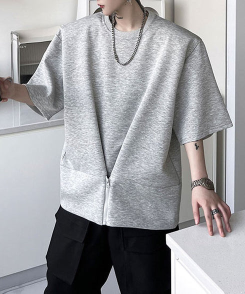 Zip Front Sweat Cardigan Tee