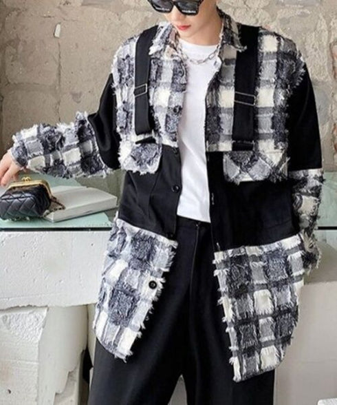 Fringe Check Combination Jacket