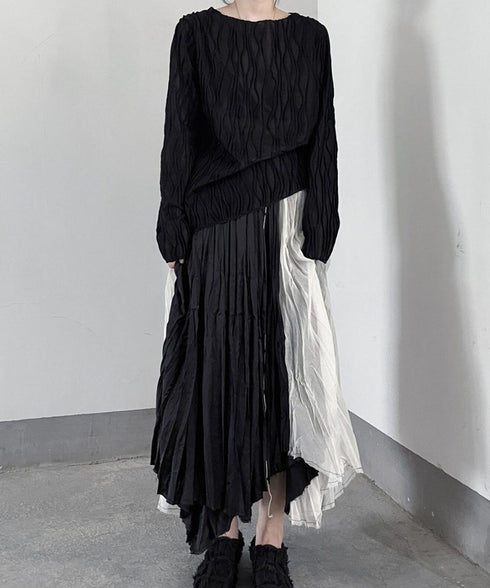 Ripple-fabric Long Sleeve T-shirt