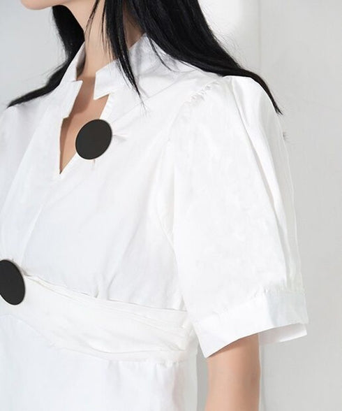 Circle Accent Asymmetric Blouse