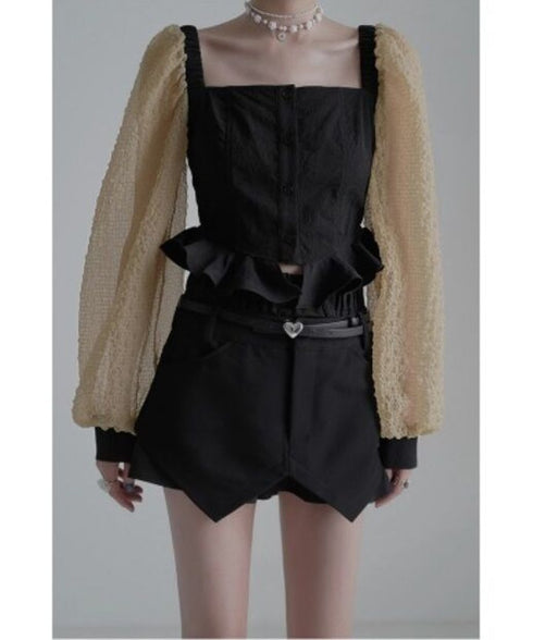 Square-neck Patchwork Top