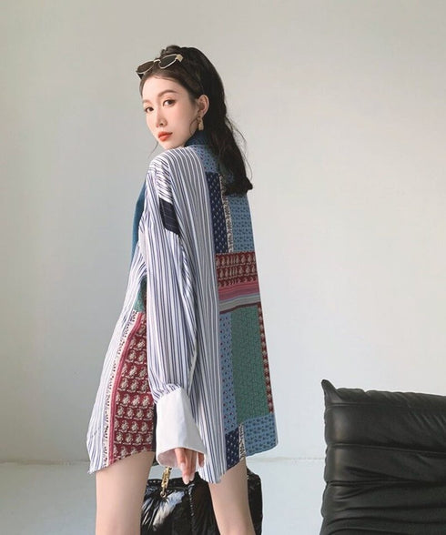 Striped Patchwork Blouse