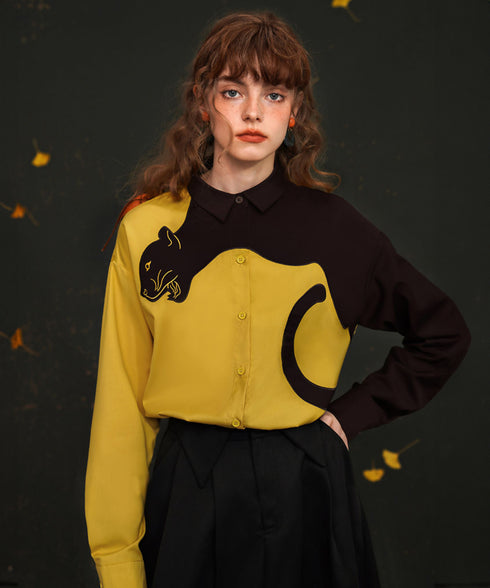Black Panther Long Sleeve Blouse