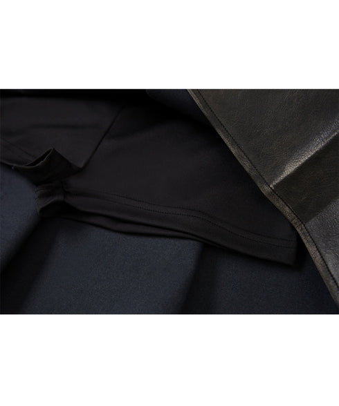 Box Pleat Faux Leather Skirt