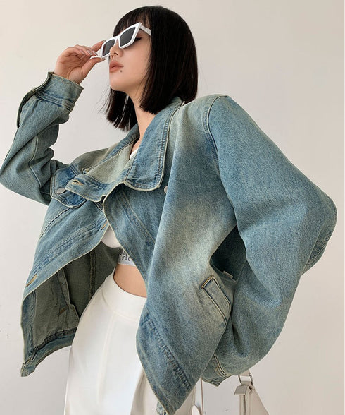 Stand Out Collar Denim Jacket