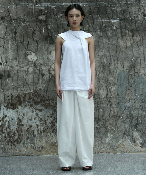 Gathered Round Neck Top