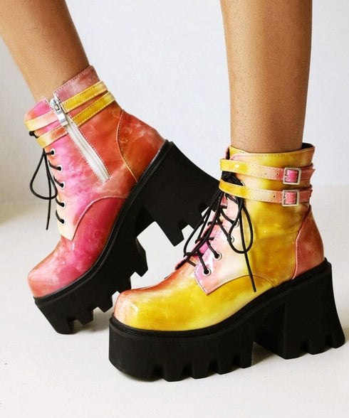 Front Lace-up Ankle Boots