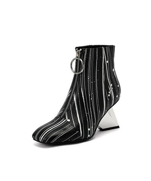 Stripe Zip Ankle Boots