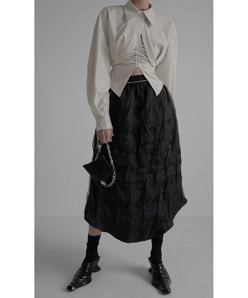 Round Tail Cropped Blouse