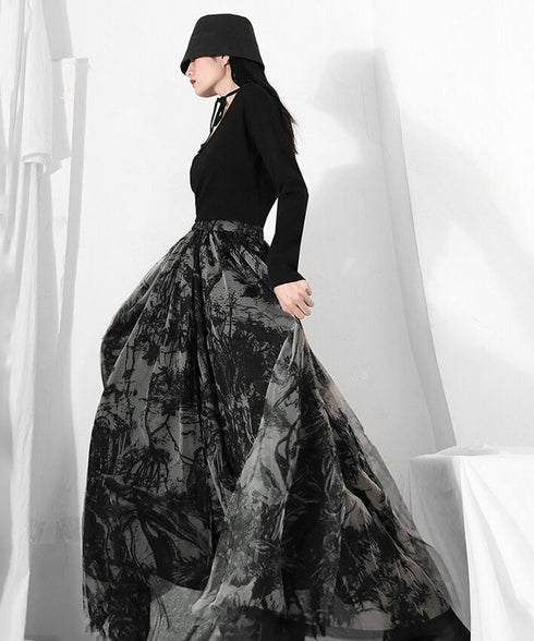 Shadow Botanical Mesh Skirt