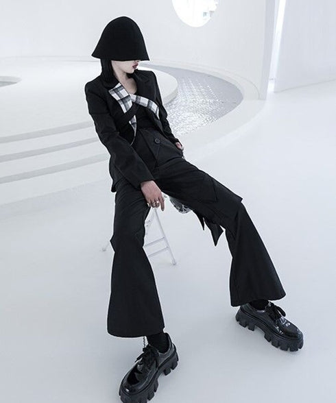 Layered Flare Cargo Pants