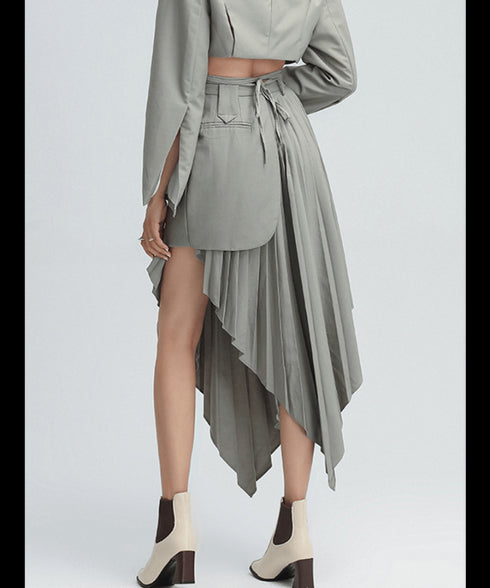 Pleated Cascade Hem Skirt