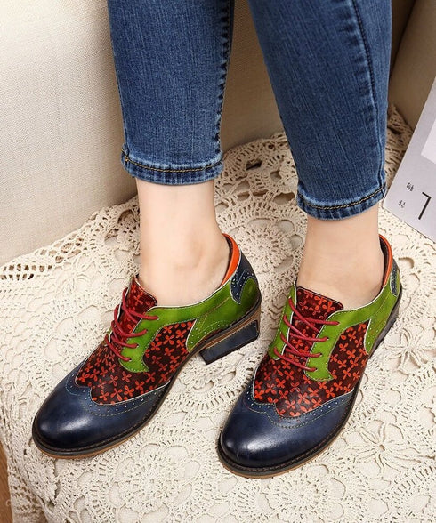 Color Patchwork Oxford Shoes