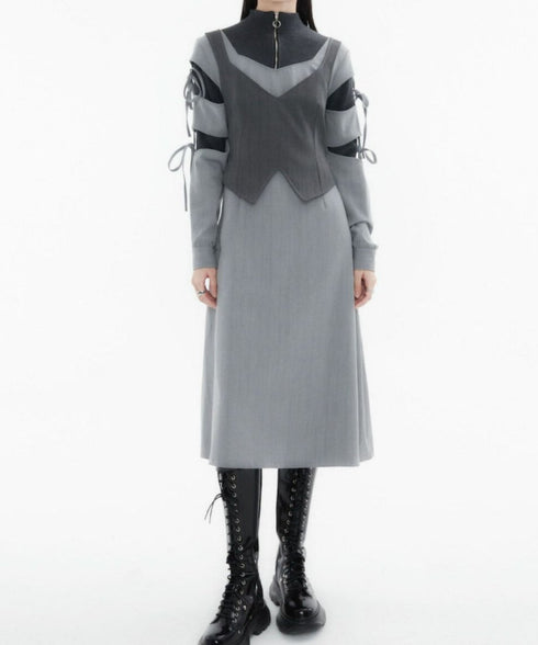 Layered Zip Collar Dress