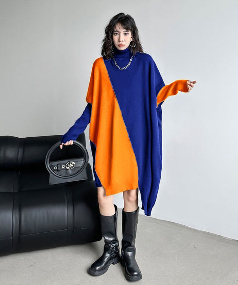 Diagonal Switch Sweater Dress